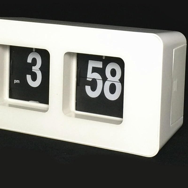 Flip Clock Desk & Shelf Clock - Retro Black, USB-Free Powered, Quiet Living Room Décor