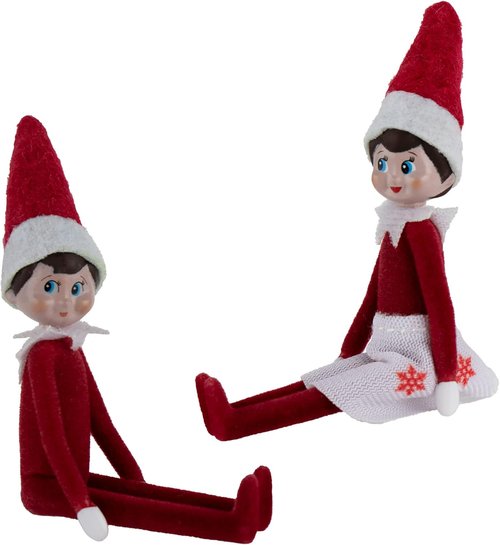 Elf on The Shelf Bundle Set of 2 - Boy and Girl Light Tone | 4 Inches Tall by World's Smallest