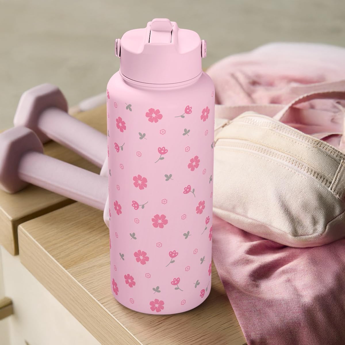 Skiennix 32oz Stainless Steel Floral Water Bottle - Insulated Design for Women & Girls | Perfect Gift Idea