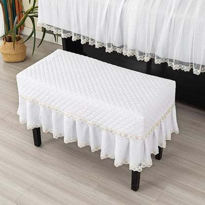 Boho Lace Piano Bench Cover - White, 29.9 x 14.2 inches, Rectangle Slipcover