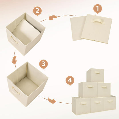 Storage Maniac 11-Inch Collapsible Storage Cubes - 8 Pack Durable Fabric Bins for Organization | Beige