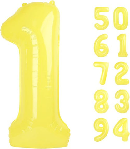1st Birthday Decorations | Skiennix 40-Inch Yellow Number 1 Balloon for Girls & Toddlers
