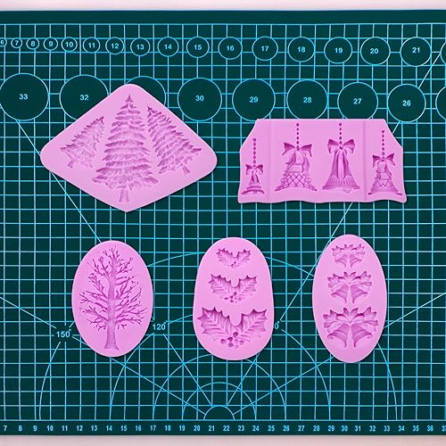 Christmas Pine Tree Silicone Mold with Bells - Winter Clover Variation