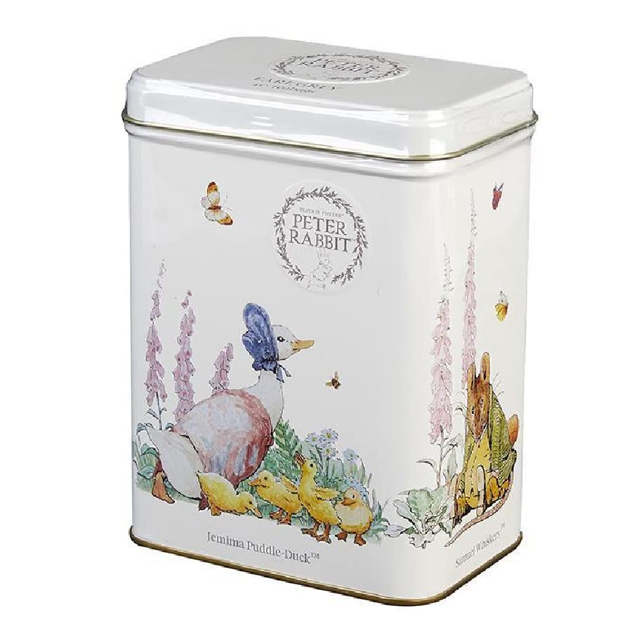 New English Teas Peter Rabbit Tea Tin with 40 Earl Grey Teabags, Jemima Puddle-Duck, Beatrix Potter