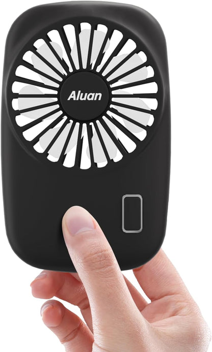 Aluan Handheld Mini Fan - Powerful USB Rechargeable Eyelash Fan for Kids & Adults | Black