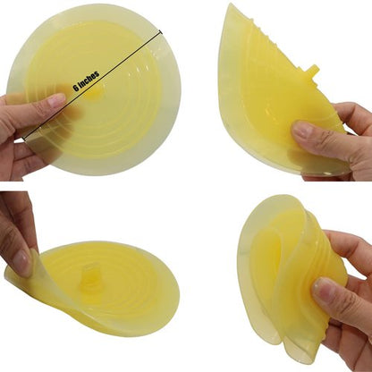 V-TOP Bathtub Drain Plug 2 Pack, 6 inches Large Silicone Tub Stopper Hair Stopper Flat Suction Cover for Kitchen Bathroom and Laundry (Yellow Transparent)