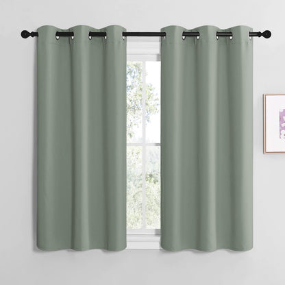 NICETOWN Greyish Green Room Darkening Curtains - Thermal Insulated Grommet Drapes, 42" x 48" (Set of 2)
