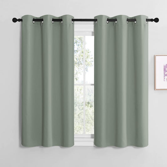 NICETOWN Greyish Green Room Darkening Curtains - Thermal Insulated Grommet Drapes, 42" x 48" (Set of 2)