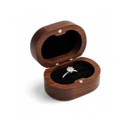 Solid Black Walnut Ring Box, 1 Slot Oval Jewelry Box – Engagem..