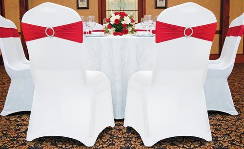 MDS Premium Spandex Chair Sashes - 50 Pack Stretch Covers with Buckle Slider for Weddings & Events | Red