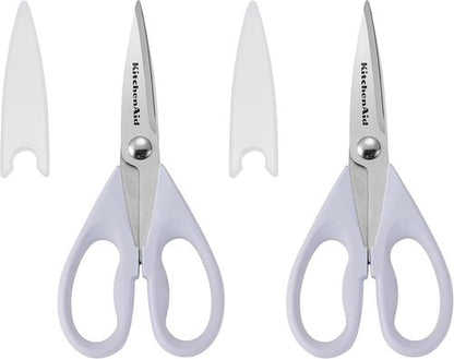 KitchenAid All-Purpose Kitchen Shears - Durable Stainless Steel Scissors with Soft Grip Handle | 8.72 Inch, Lavender Cream (Pack of 2)