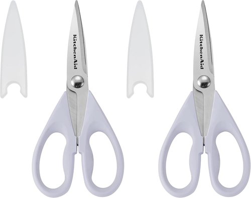 KitchenAid All-Purpose Kitchen Shears - Durable Stainless Steel Scissors with Soft Grip Handle | 8.72 Inch, Lavender Cream (Pack of 2)
