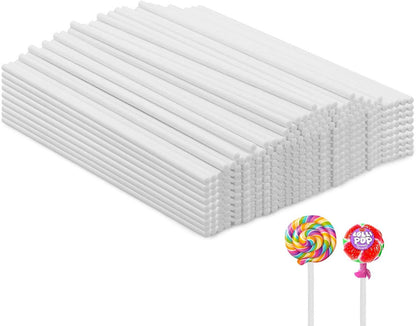 Lollipop Sticks,500 Pieces White Paper Treat Lollipop Sticks Lollipop Treat Sticks Sucker Stick for Cake Topper,Rainbow Candy, Cake Pops Chocolate (7.9 Inch)