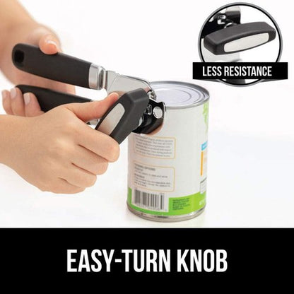 Gorilla Grip Manual Can Opener - Built-In Bottle Opener & 14.5-Inch Silicone Oven Mitts | Black Bundle