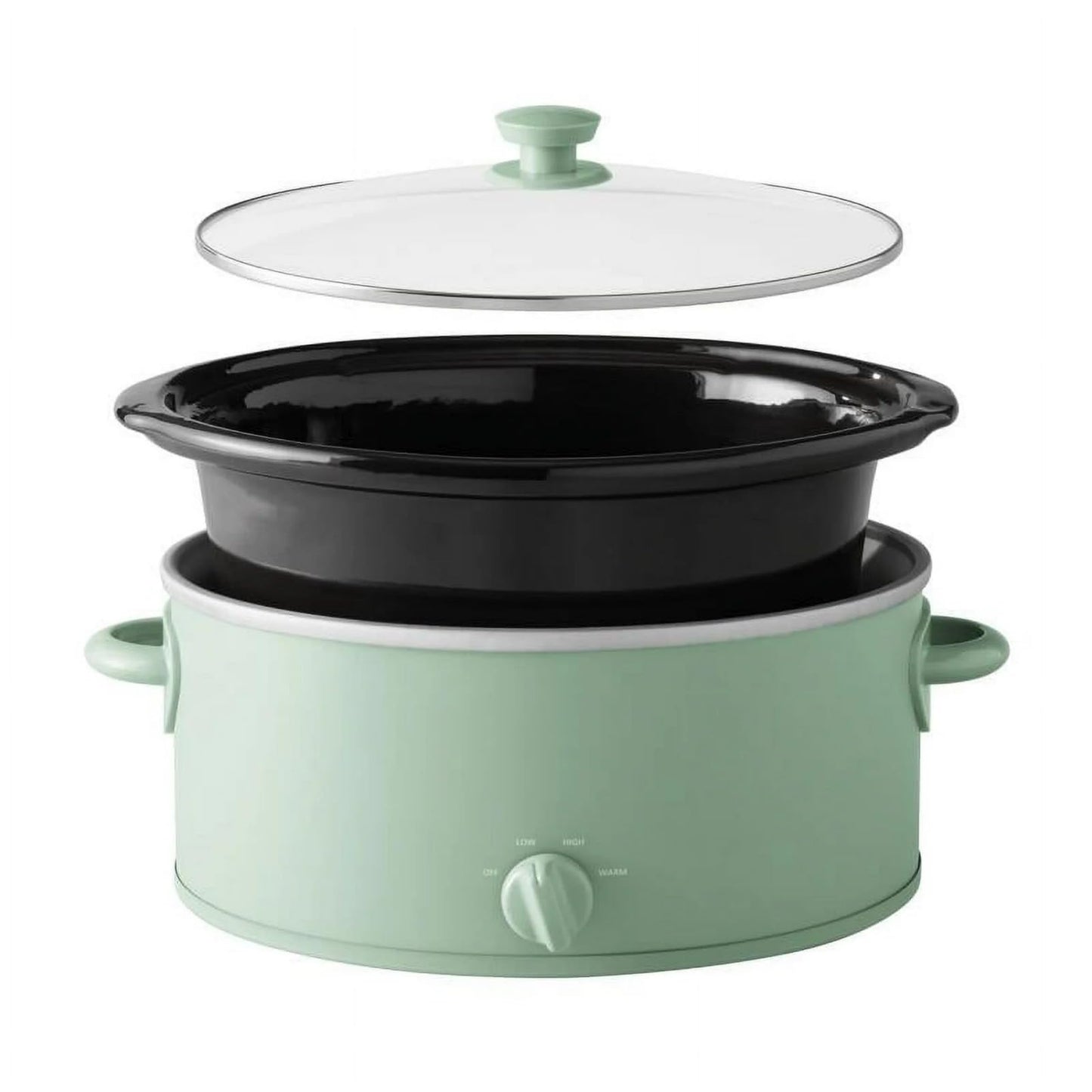 Mainsttays 6 Quart Oval Slow Cooker, Sage Green Finish, Glass Lid, Removable Stoneware Crock, Three Temperature Settings, Cool-Touch Lid Handle, Dishwasher Safe Parts, Model MS54100112168S