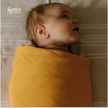 Parker Baby Co. Swaddle Blankets - 100% Cotton Muslin Pack of 3 for Baby Boys & Girls | Unisex Dune Set