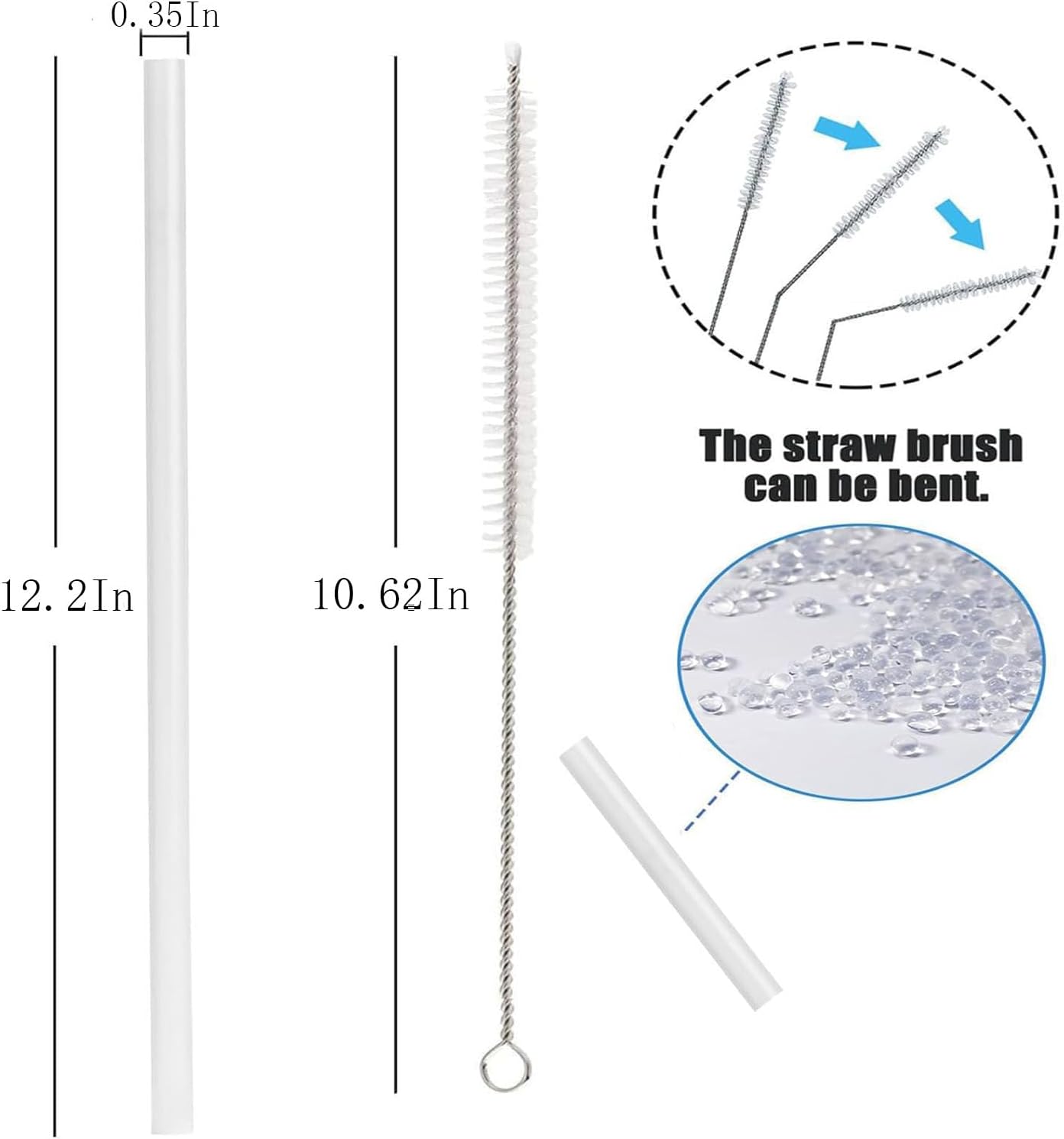 Stanley 6 Pack Replacement Straws - Durable Plastic with Cleaning Brush for 30 oz & 40 oz Tumblers