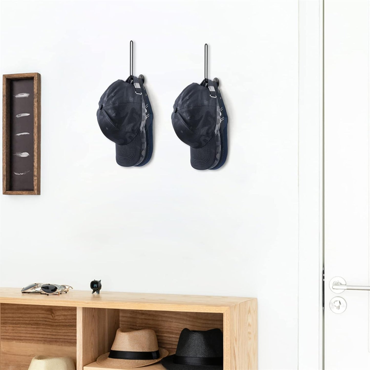Mkono Hat Organizer - Wall-Mounted Cap Rack Set of 2 | Space-Saving Design Holds 20 Caps, Black