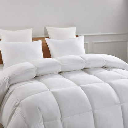 Serta Goose Feather Down Comforter - Luxury Hypoallergenic King Size Duvet Insert | 100% Cotton, Medium Warmth, 106 x 90 Inch, White