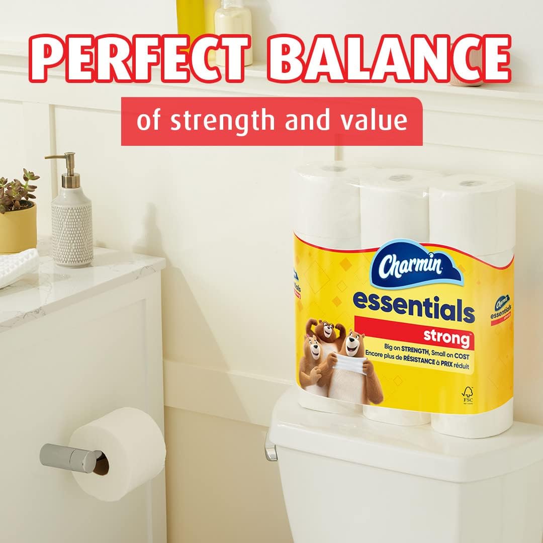 Charmin Essentials Strong Toilet Paper - 9 Mega Rolls for Ultimate Strength & Softness