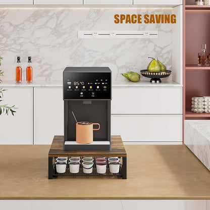 Skiennix Coffee Pod Holder Drawer - 1 Tier K-Cup Storage Organizer Under Coffee Pot | Black Finish