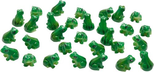 Exasinine Miniature Green Frog Figurines - 30 Pcs Resin Animals for Fairy Garden & Terrarium Decor