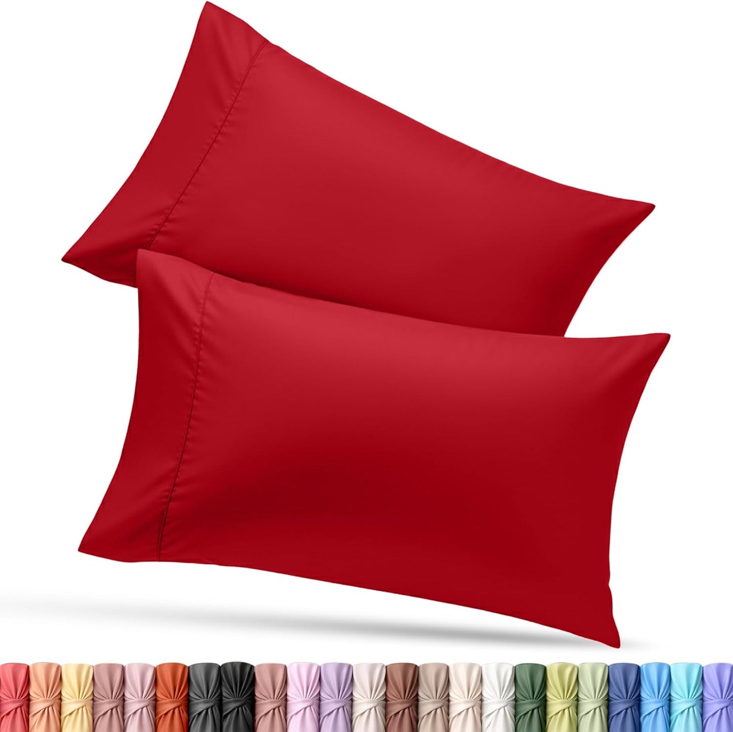 Utopia Bedding Queen Pillow Cases - Soft Brushed Microfiber - 2 Pack, Fade Resistant | 20 x 30 Inches, Red
