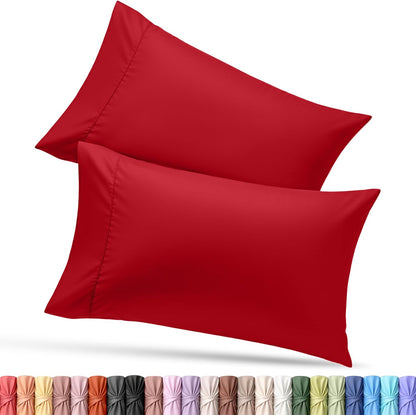 Utopia Bedding Queen Pillow Cases - Soft Brushed Microfiber - 2 Pack, Fade Resistant | 20 x 30 Inches, Red