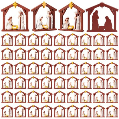 Amyhill 50 Pcs Mini Nativity Scene Figurines - White, Small Manger Statues for Christmas