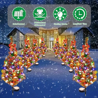 2 Pack Solar Christmas Tree Yard Stake Lights Waterproof Outdoor Decoration - Variation 2