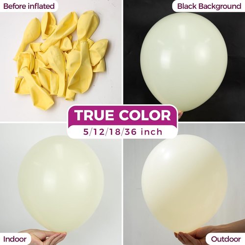 Bezente 36-Inch Pastel Yellow Giant Balloons - 8 Pack Jumbo Latex Balloons for Parties & Events