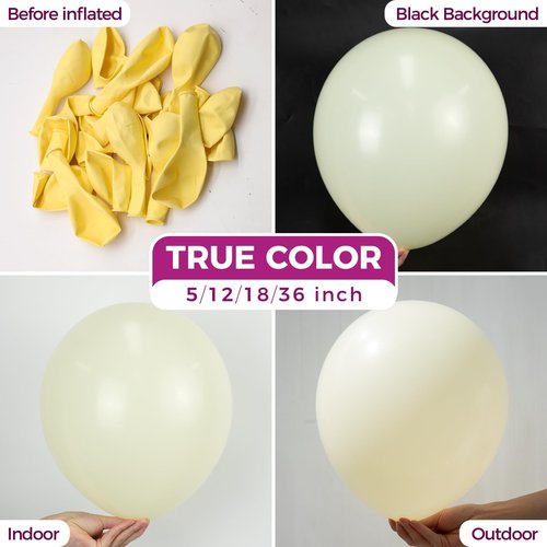 Bezente Pastel Yellow Giant Balloons 36 Inch - 8 Pack Jumbo Yellow Balloons Large Round Light Yellow Latex Balloons for Birthday Bridal Shower Wedding Sunflower Party Decorations