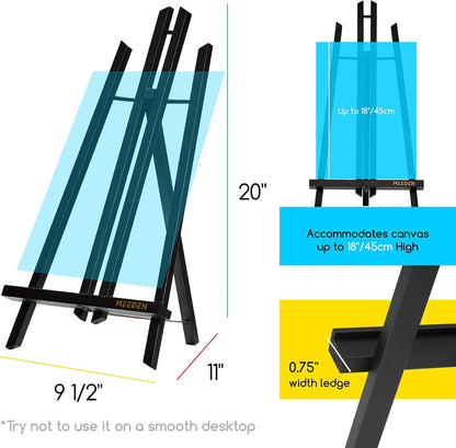 MEEDEN Tabletop Easel Stand - 20" x 12 Pack Pine Wood Mini Easels for Display & Painting - Black