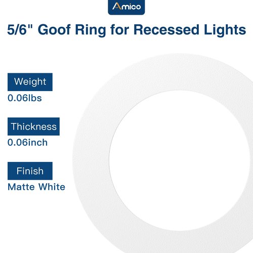 Amico 24 Pack Goof Rings for 6 Inch Recessed Lights White Can Light Goof Trim Ring, Outer Diameter 8.6-inch, Inner Diameter 6.2-inch, Durable Plastic Design, Flush Mount