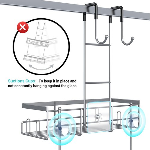 Aitatty Hanging Shower Caddy - Rustproof Over-Door Organizer for Easy Bathroom Storage | Silver Finish