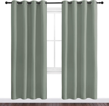 NICETOWN Greyish Green Blackout Curtains - 78" Long | Sound Reducing & Heat Blocking | 55" Wide, 2 Panels