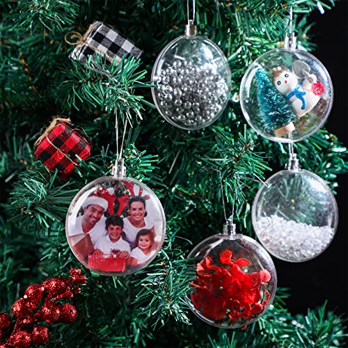 12 Pack Clear Fillable Christmas Ornaments for Crafts, 3.15 Inch Holiday Decor