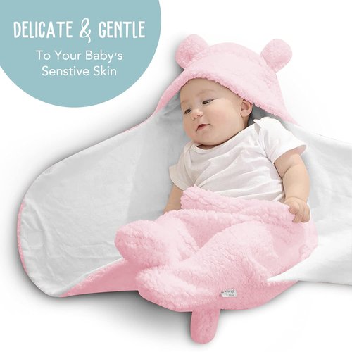 BlueMello Baby Swaddle Blanket - Ultra-Soft Plush Wrap for Infants 0-6 Months | Pink Receiving Blanket | Ideal Newborn Gift
