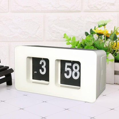Flip Clock Desk & Shelf Clock - Retro Black, USB-Free Powered, Quiet Living Room Décor