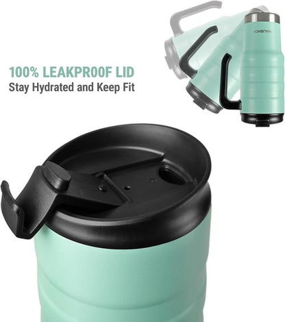 HAUSHOF 24 oz Travel Mug - Stainless Steel Double Wall Insulated Tumbler with Handle & Spill-Proof Lid