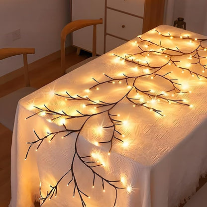 Warm White Vine Lights for Wall - Flexible 1.9M Decor with Remote Control