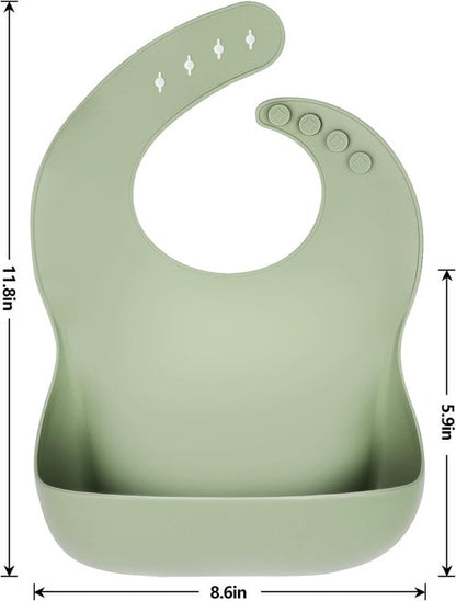 Eascrozn Silicone Bibs - Set of 3 Soft, Adjustable, Waterproof Baby Bibs | BPA Free Feeding Essentials