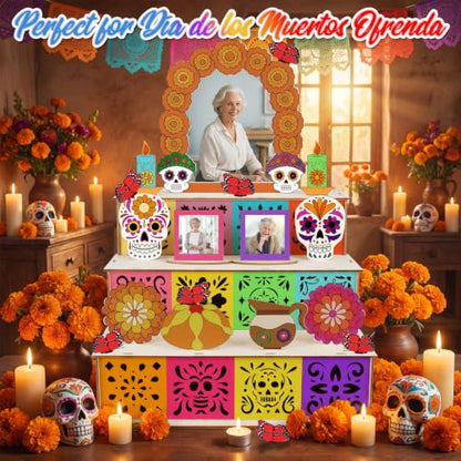 Fennoral Dia De Los Muertos Wooden Shadow Box Kit - Memorial Altars, DIY Decor, Mexican Theme