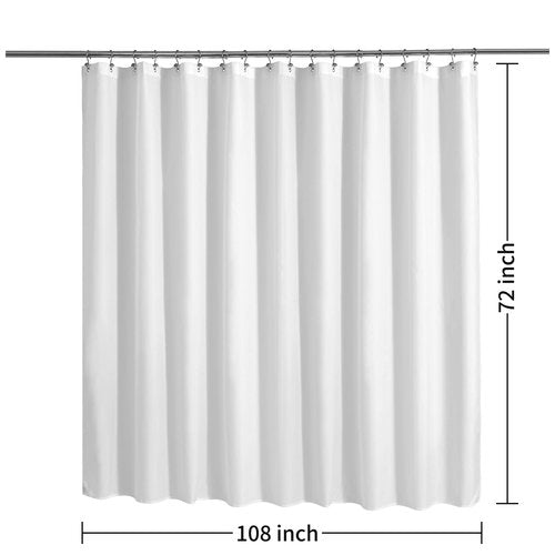 ALYVIA SPRING Extra Wide Fabric Shower Curtain Liner Waterproof - 108" x 72", Soft & Lightweight Wide Shower Curtain with Magnets, Machine Washable - 108x72, White