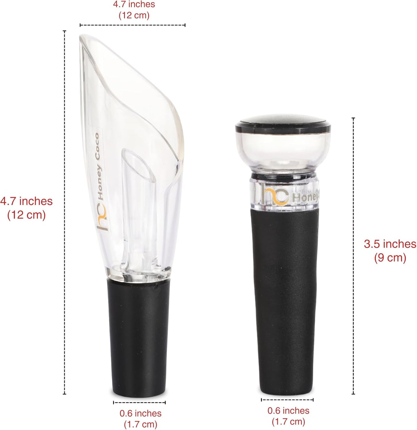 Wine Aerator Pourer with Vacuum Pump Stopper - 2-Piece Gift Set, Drip-Resistant Wine Pourer Spout, Instant Aeration for Smoother Taste, Wine Saver for Open Bottles, BPA-Free
