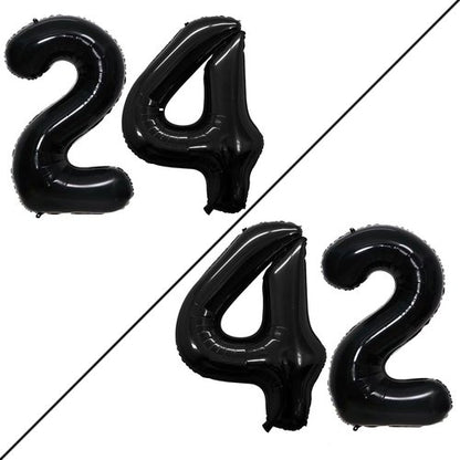GOER Jumbo 24-Inch Foil Balloons - Perfect for 24th Birthday Party Decorations | Black Helium Balloons