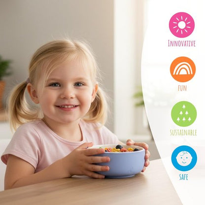 Elk and Friends Kids Porcelain Bowls with Silicone Suction Sleeves | Suitable for Babies/Toddlers | Microwave & Dishwasher Safe | Stay Put Dinnerware | Snack Dishes | 4 Pack
