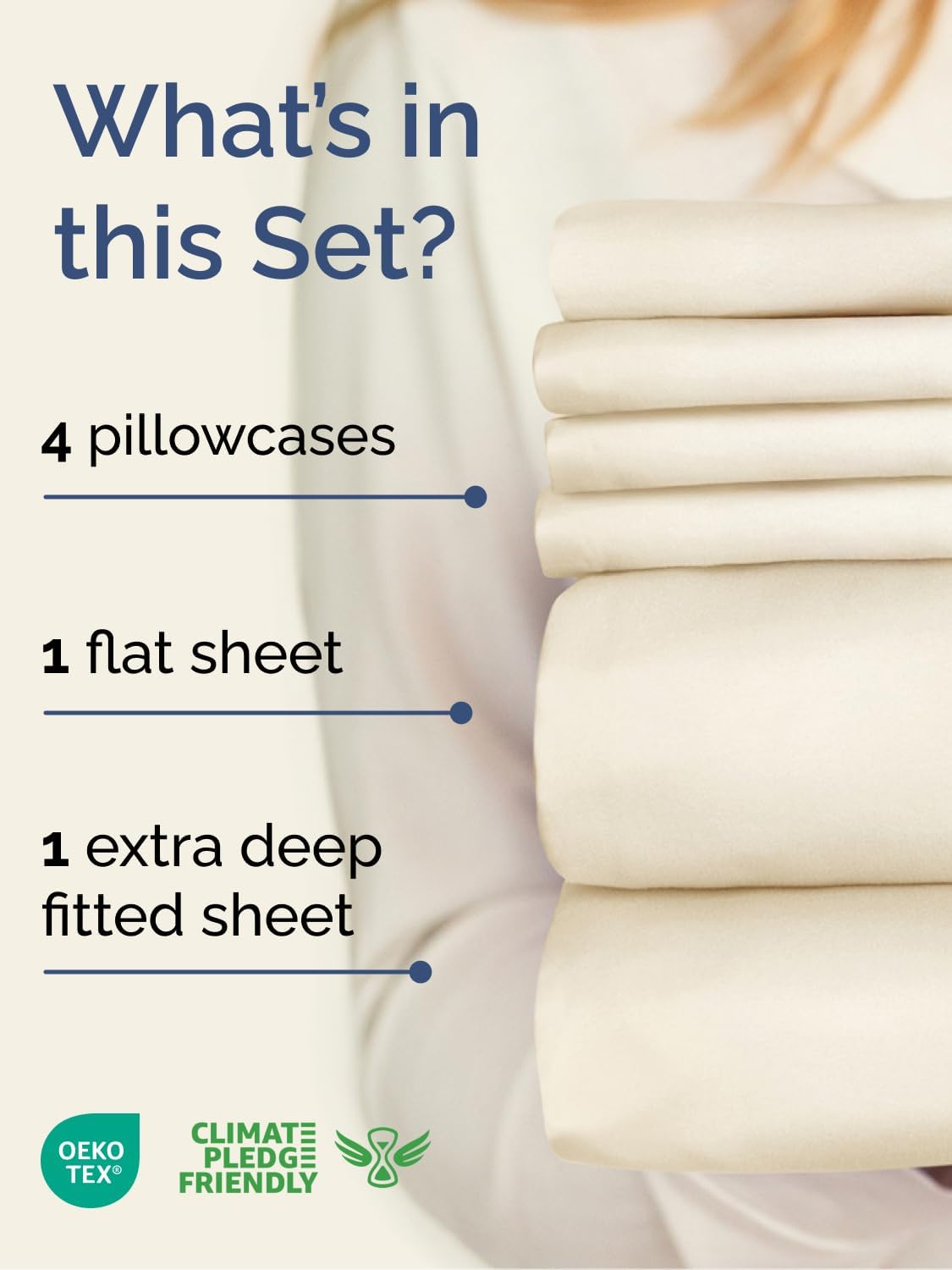 Skiennix Extra Deep Cal King Sheet Set | 6-Piece Breathable Cooling Bedding - Soft, Wrinkle-Free Off White
