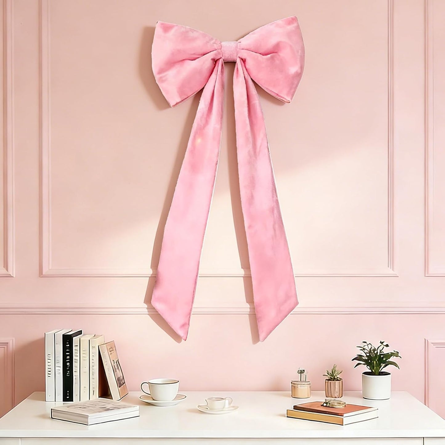 Skiennix Extra Large Pink Velvet Bow - 16x33 Inch Giant Christmas Tree Topper for Festive Decor