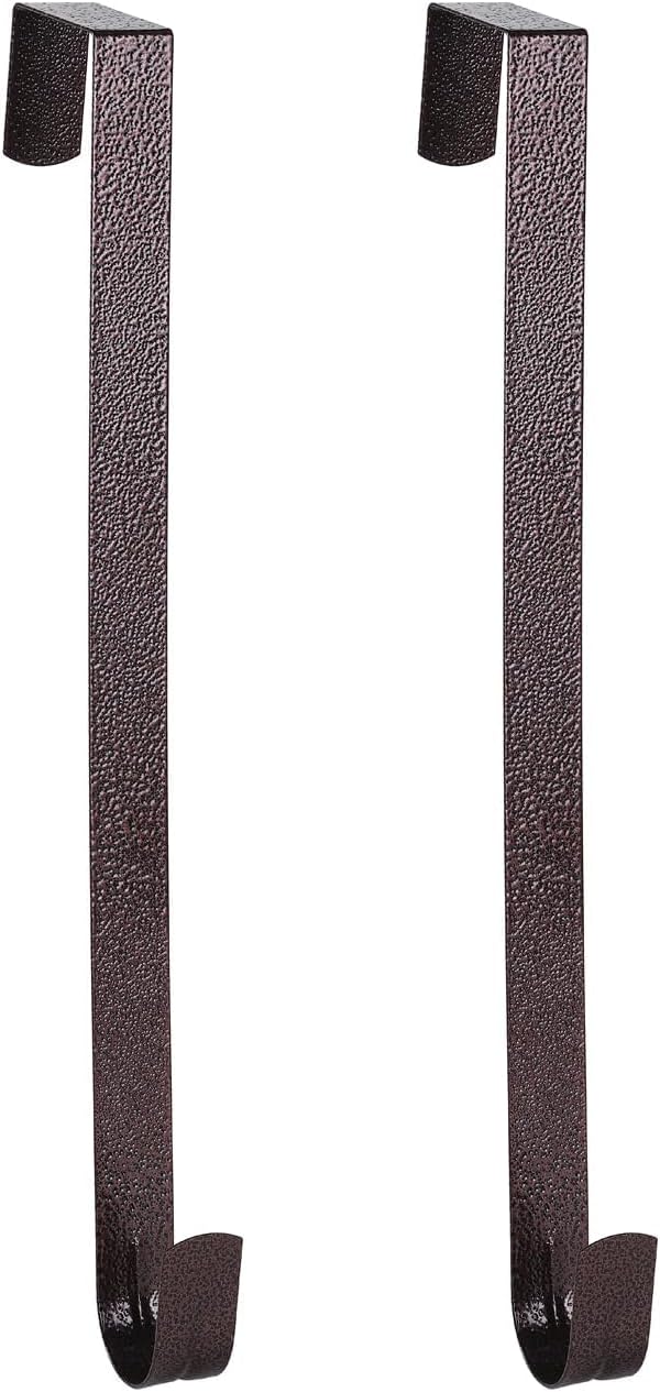 Sattiyrch 12" Wreath Hanger - Durable Steel Over The Door Hook | Textured Brass Finish, 2 Pack